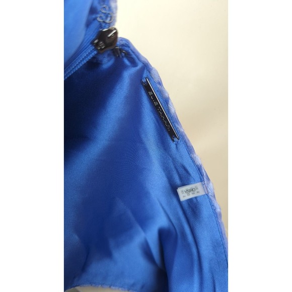 Elie Tahari Celeste Periwinkle Blue Embroidered Tulip Hem S 4 - Picture 3 of 9